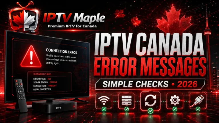 IPTV Canada error messages with simple connection checks in 2026